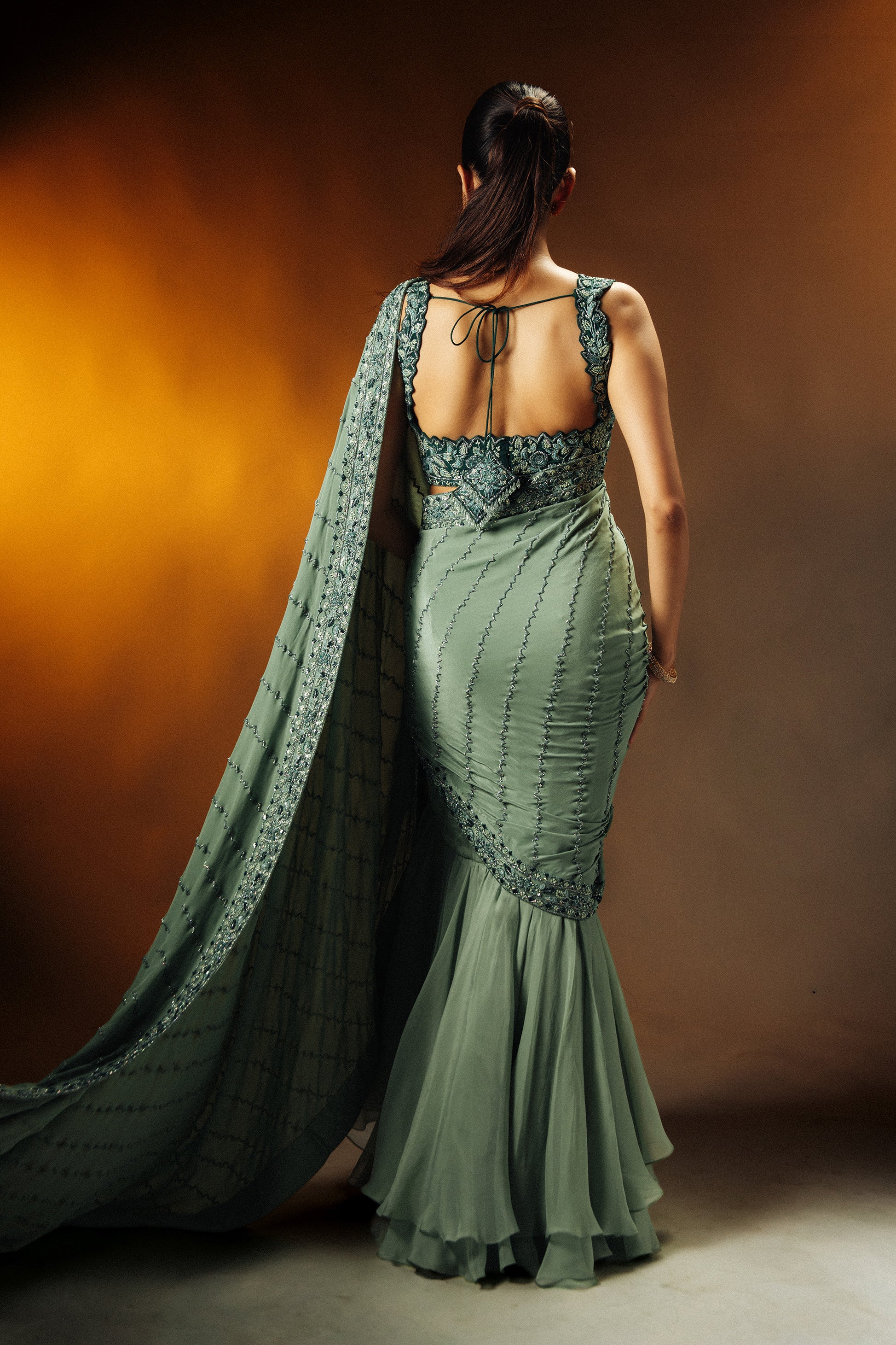Elara Draped Saree Back