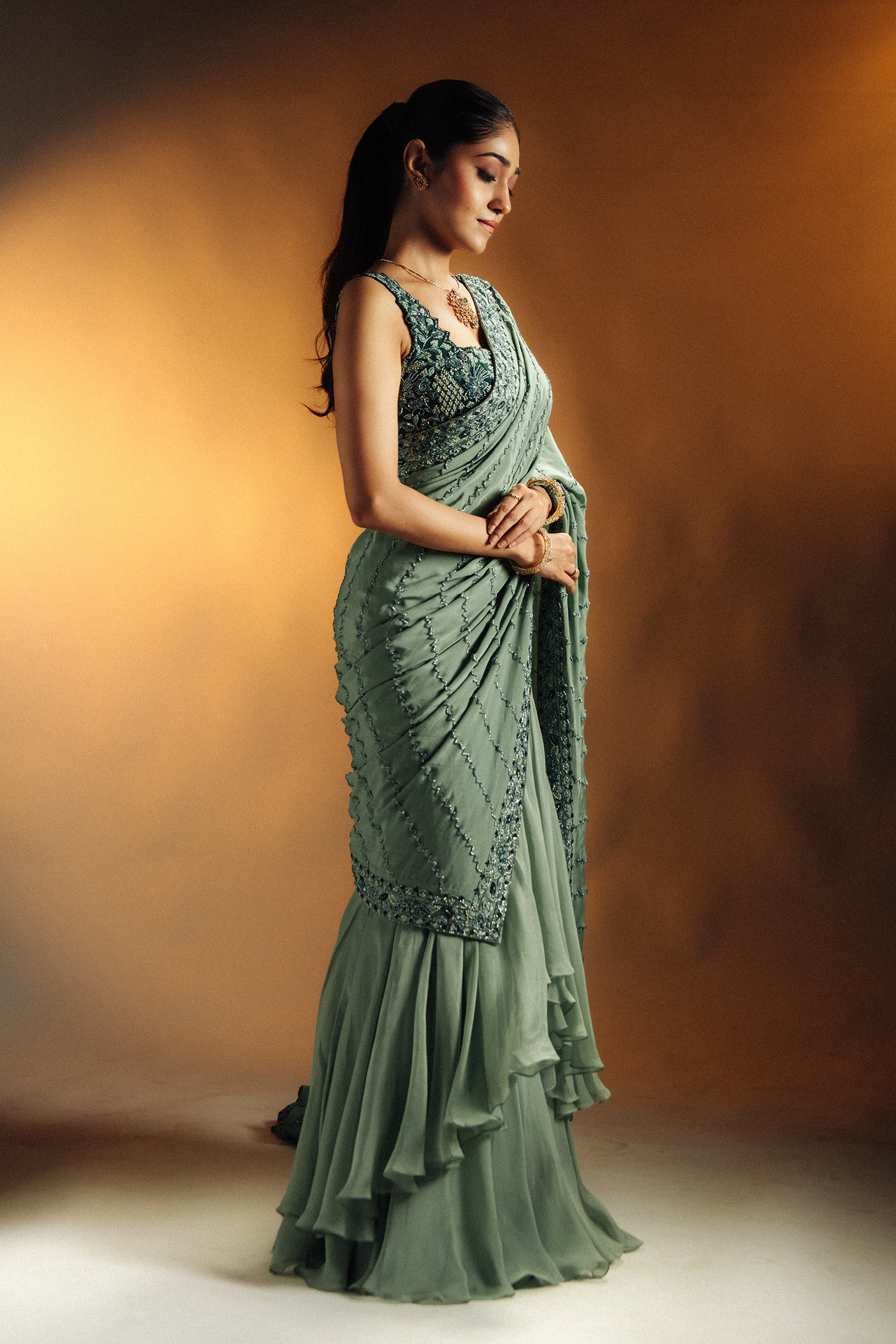 Elara Draped Saree Side