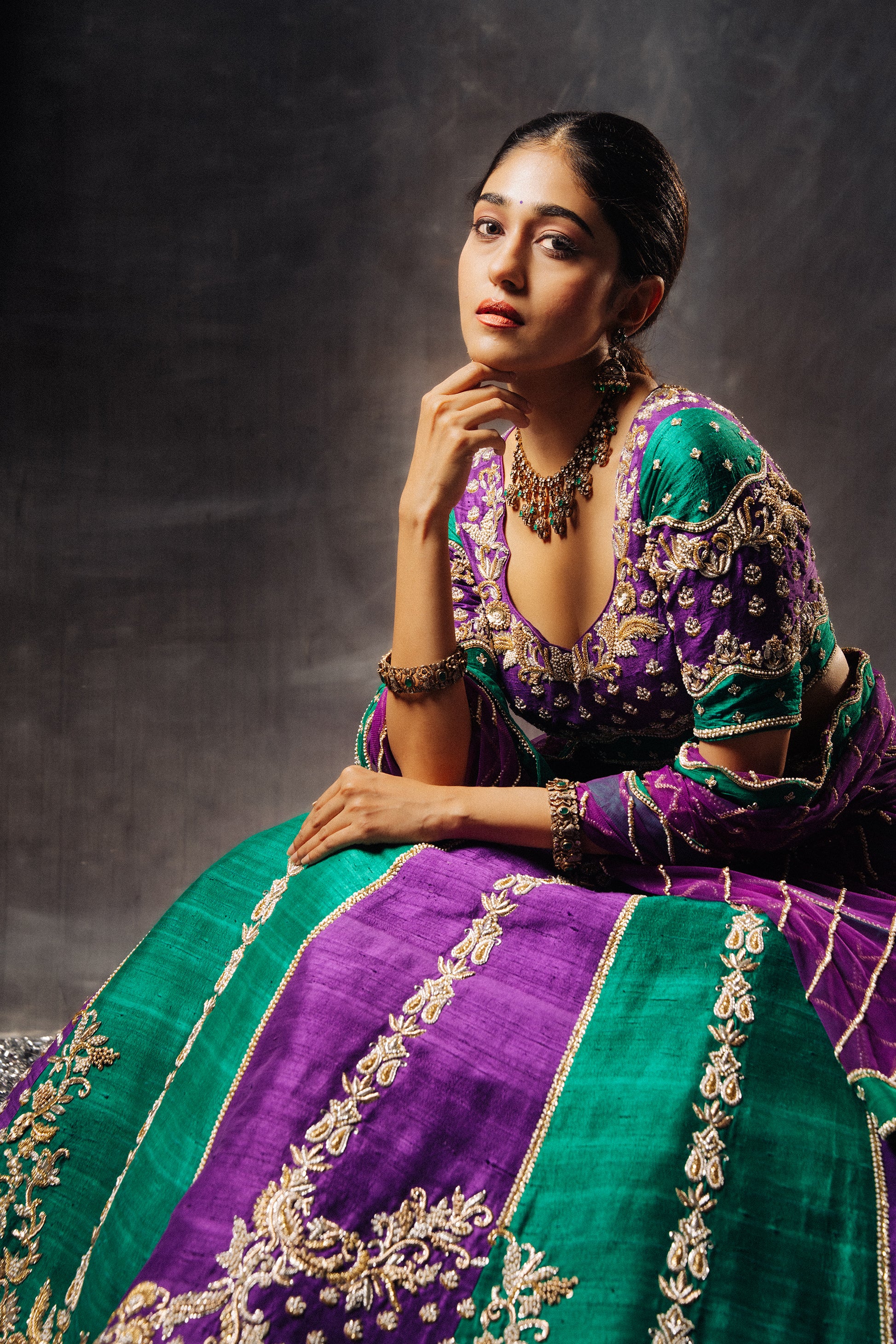 Plumage Lehenga pose 2