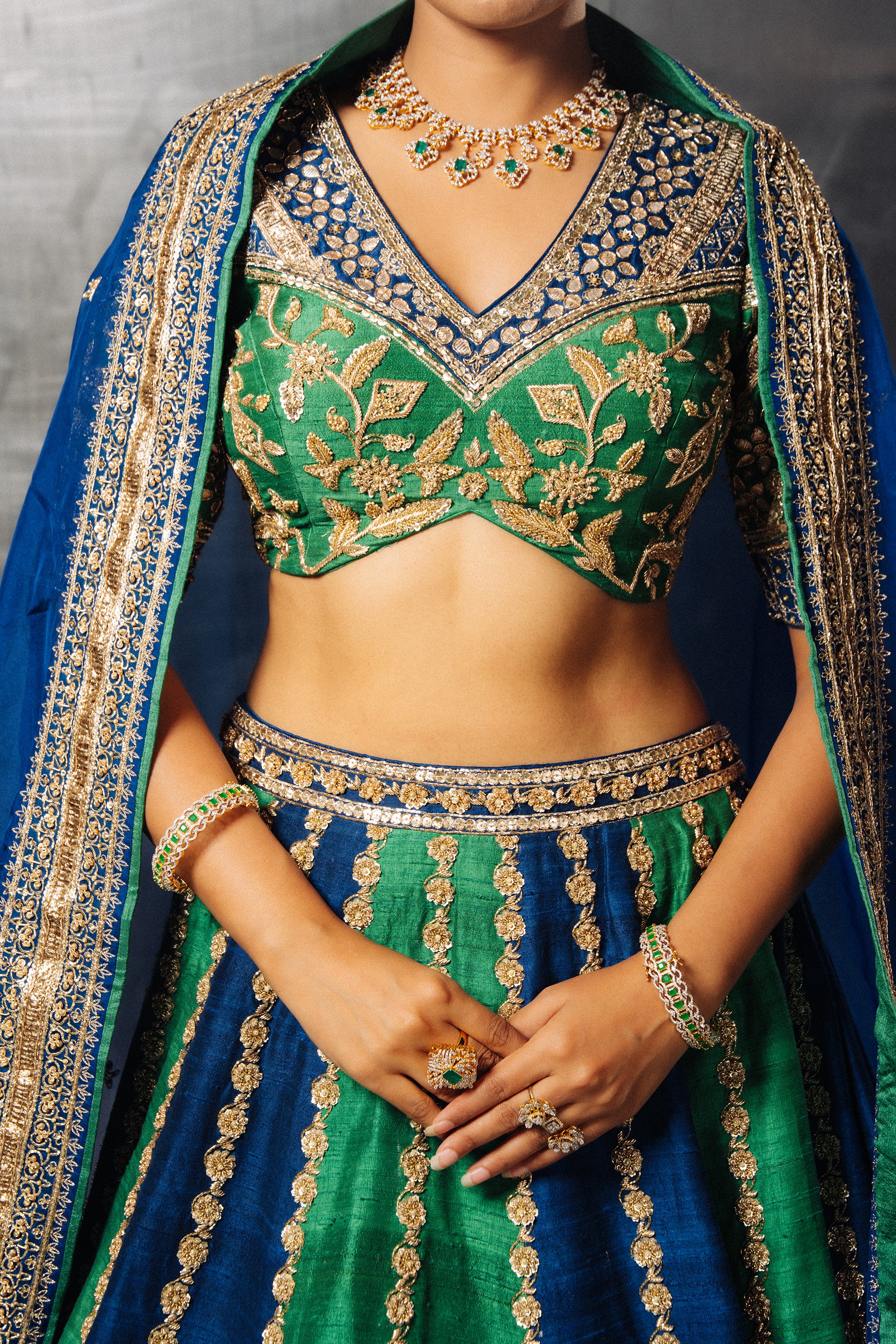 Unfurling Lehenga details